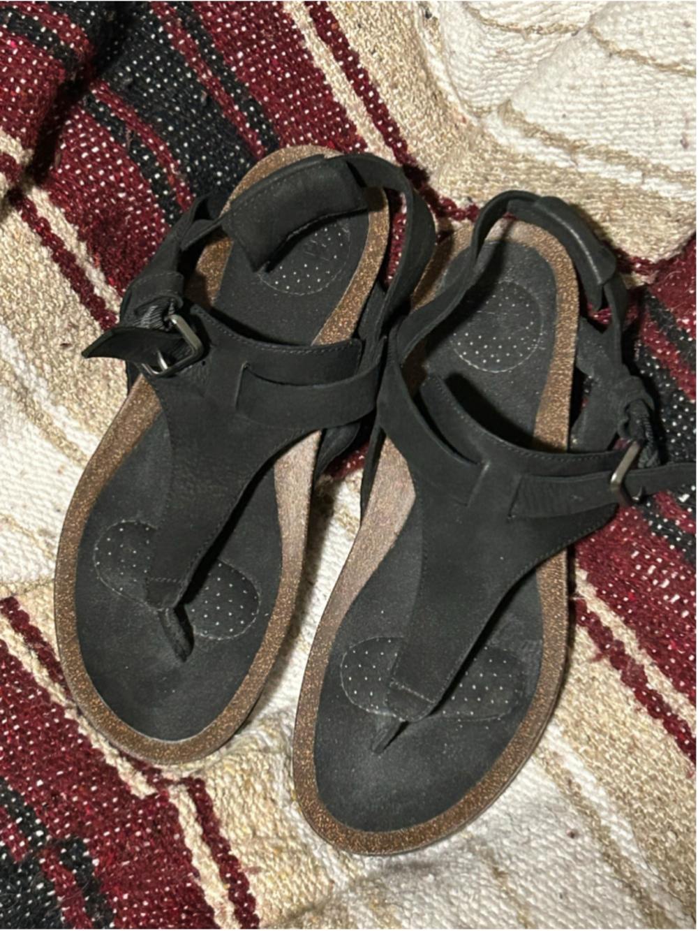 Women's Teva Sandals Size 7 Black Brown T-Strap